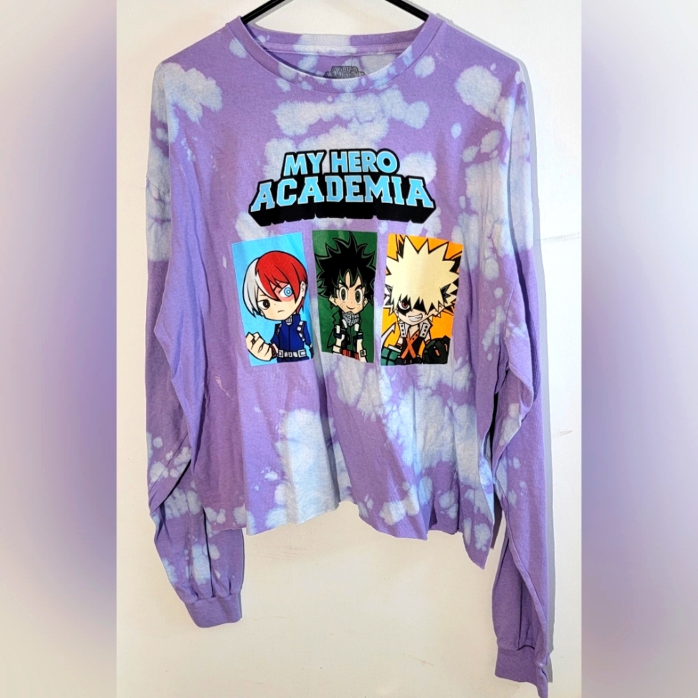 My Hero Academia Purple Tie Dye Long Sleeve Shirt - Oversized - NWT